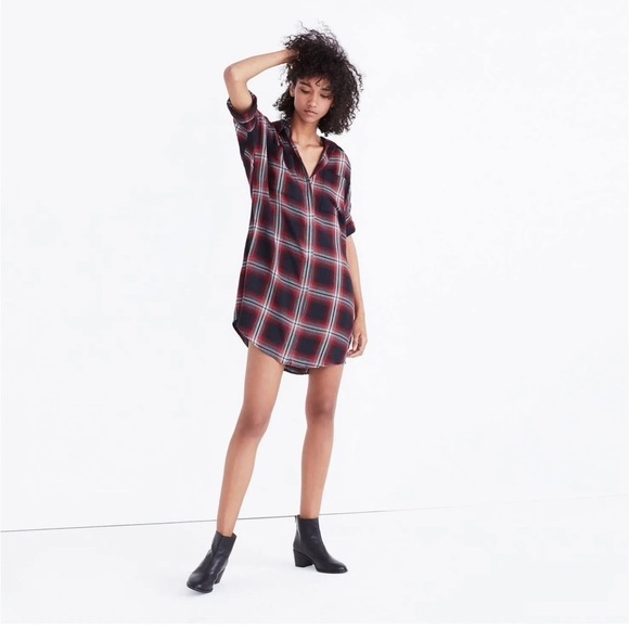 Madewell Dresses & Skirts - Madewell Courier Shirt Dress M Plaid Pockets Mini